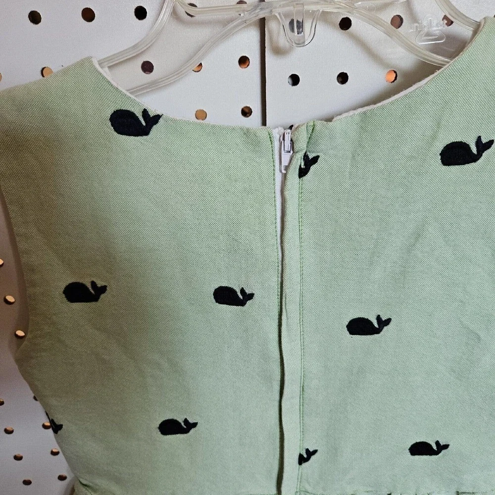 Girls Lolly Wolly Doodle Dress Green With Navy Embroidered Whales Size 8
